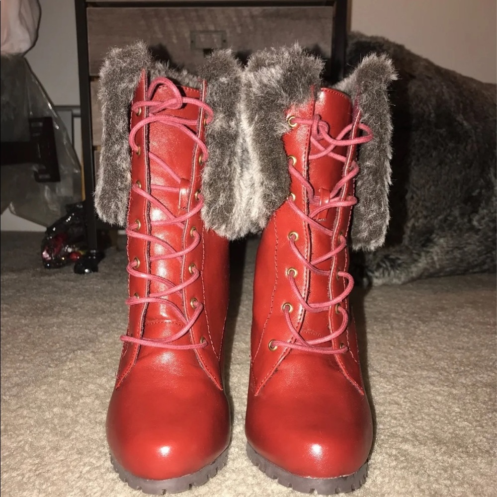Plush Fur Combat Boot - Picture 5 of 8